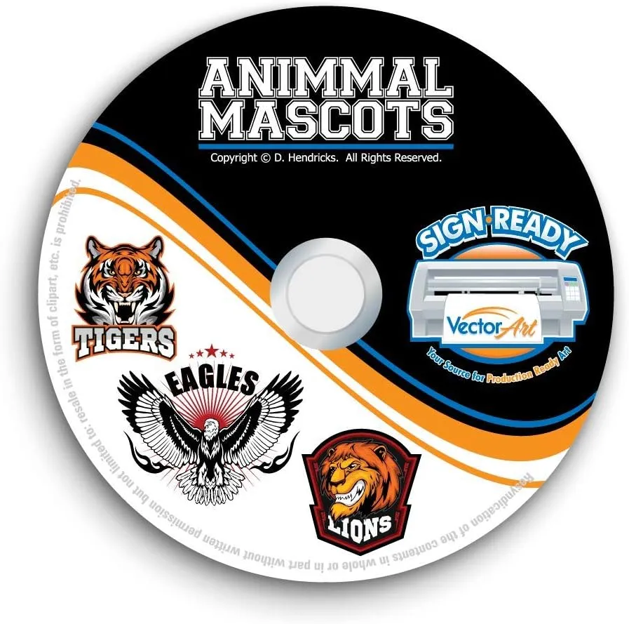 Animal Sports Mascot Clipart-Vector Clip Art Images-T-Shirt Template Design Graphics CD