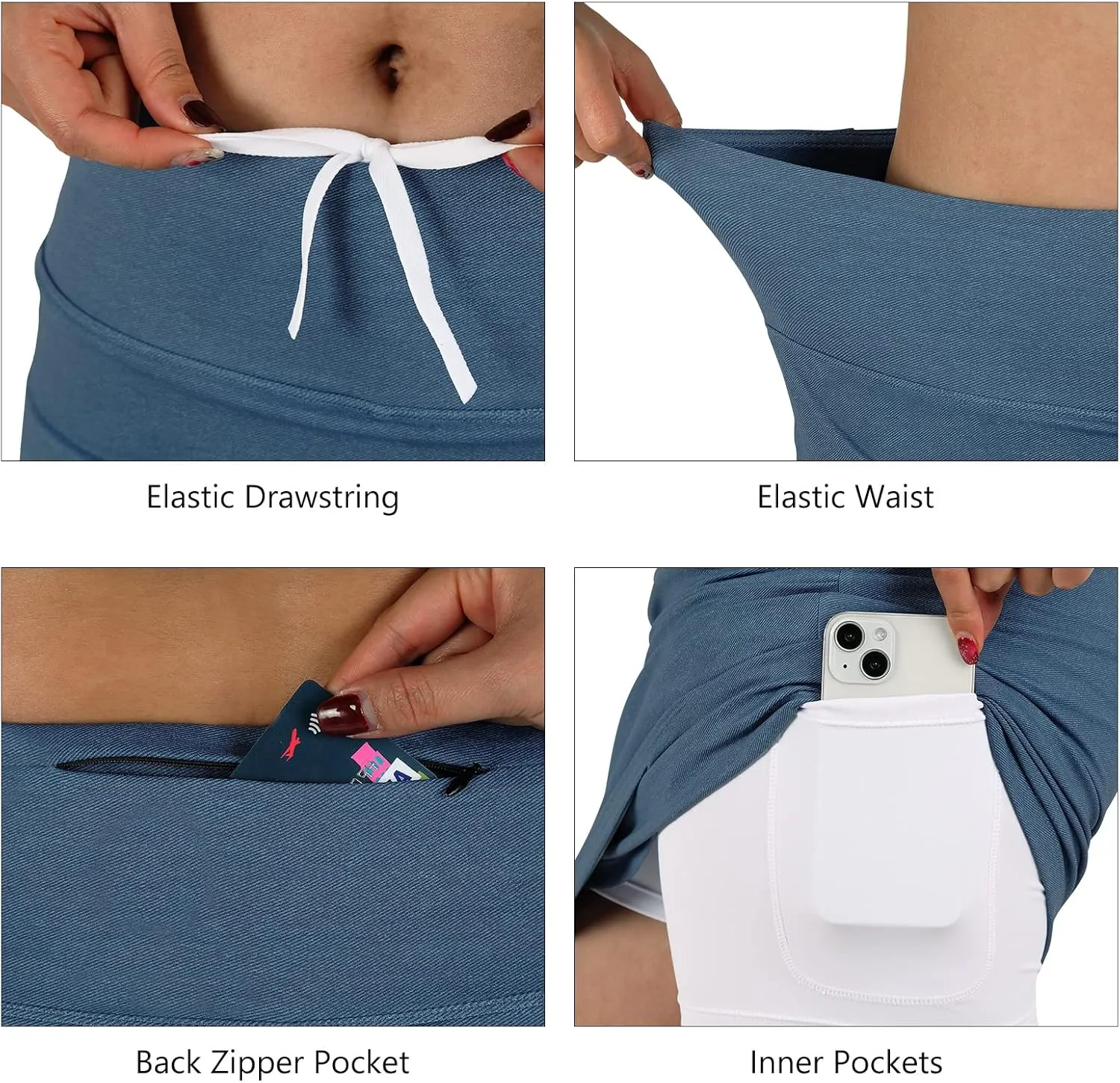 ANIVIVO Women Skorts Skirts 20" Length High Waisted,Tennis Golf Skirts Business Casual Athletic Skorts with Zipper Pocket
