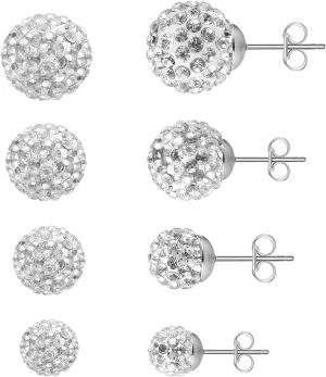 AOEDEJ Silver Ball Earrings Disco Ball Earrings for Women Crystal Earrings Studs Silver Crystal Earrings Cubic Zirconia Crystal Ball Earrings