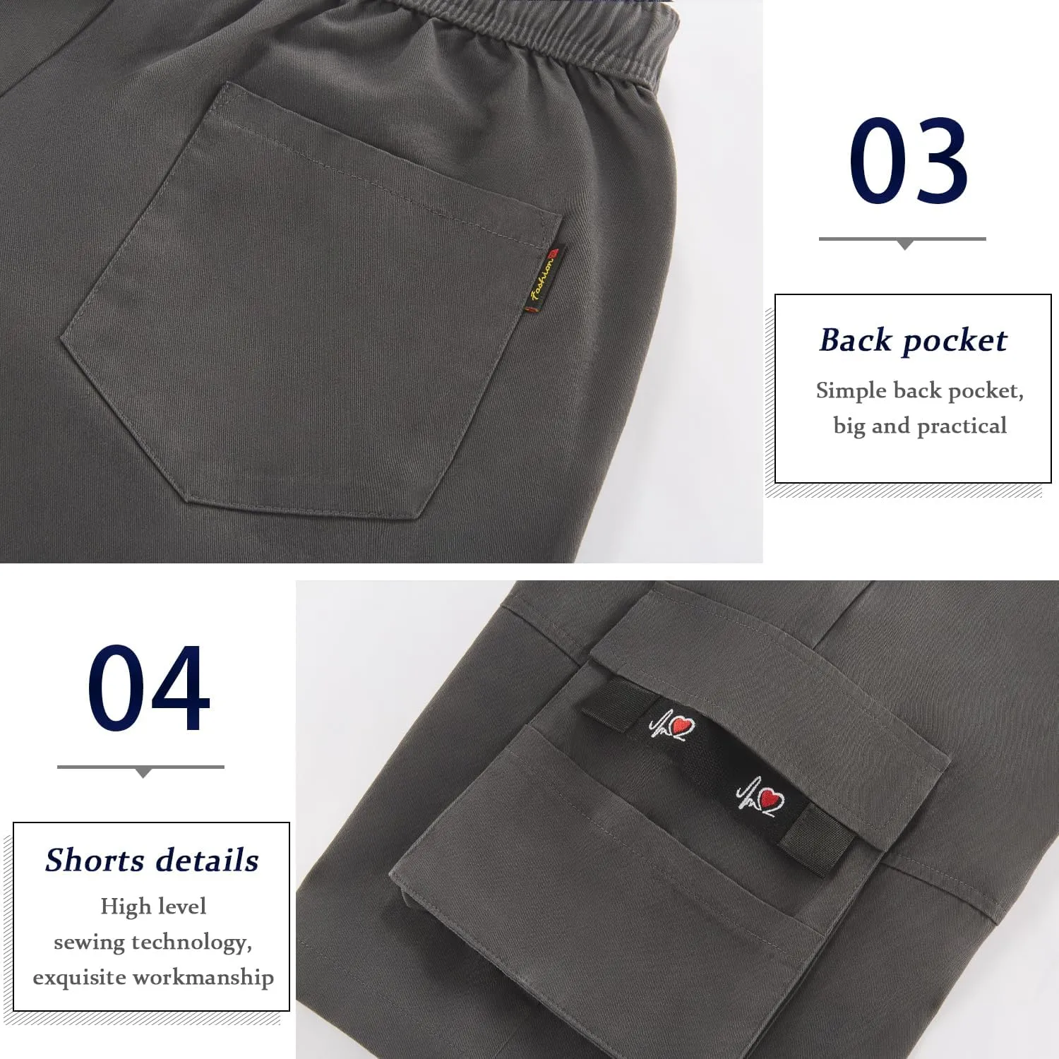 APTRO Men's Cargo Shorts Elastic Waistband Drawstring Summer Casual Cotton Big & Tall Relaxed Fit Work Shorts