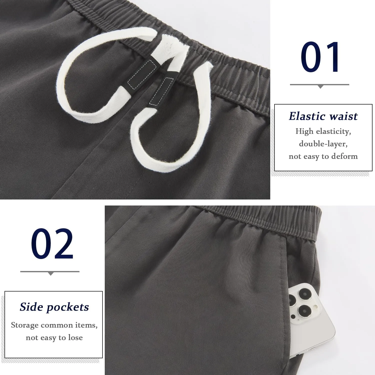 APTRO Men's Cargo Shorts Elastic Waistband Drawstring Summer Casual Cotton Big & Tall Relaxed Fit Work Shorts