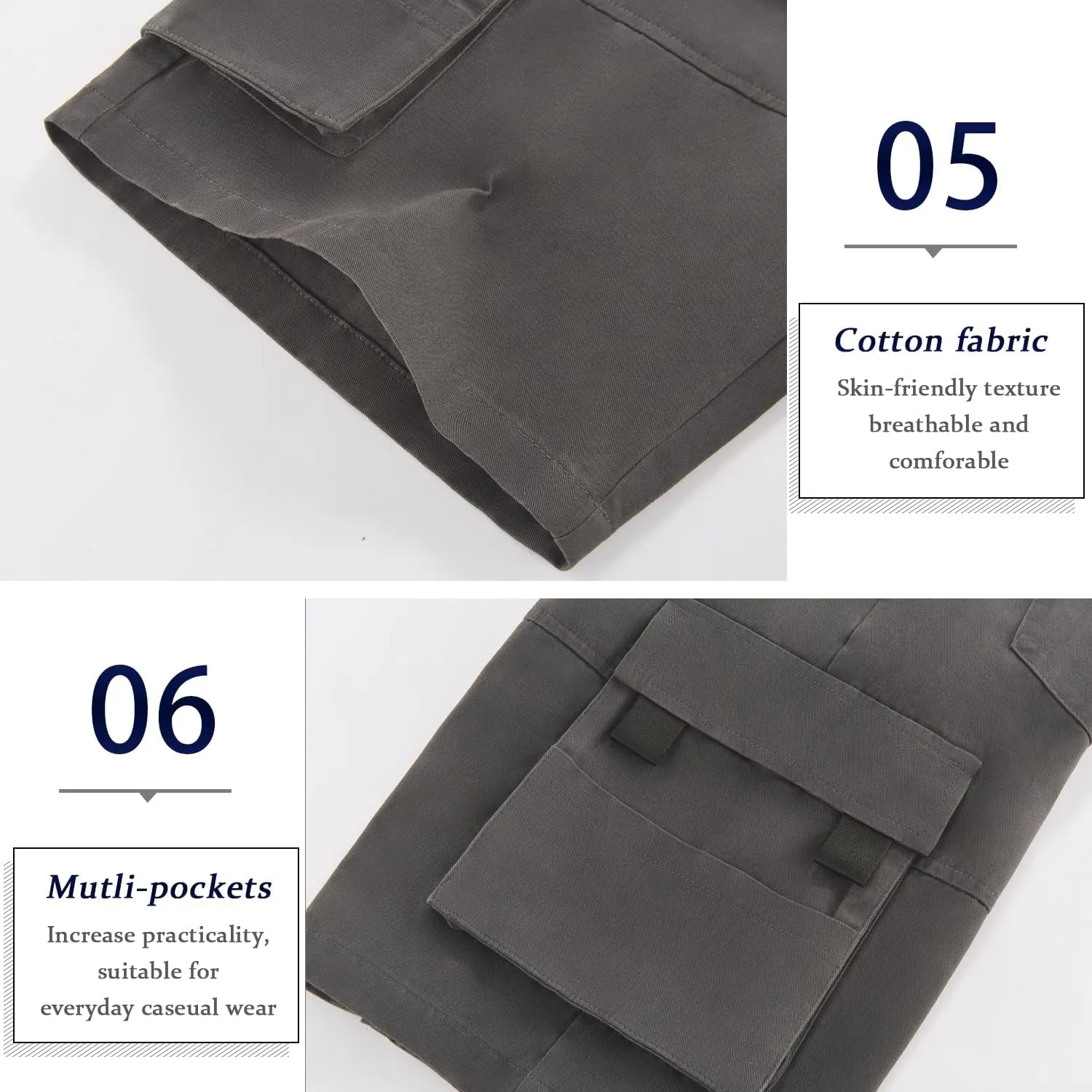 APTRO Men's Cargo Shorts Elastic Waistband Drawstring Summer Casual Cotton Big & Tall Relaxed Fit Work Shorts