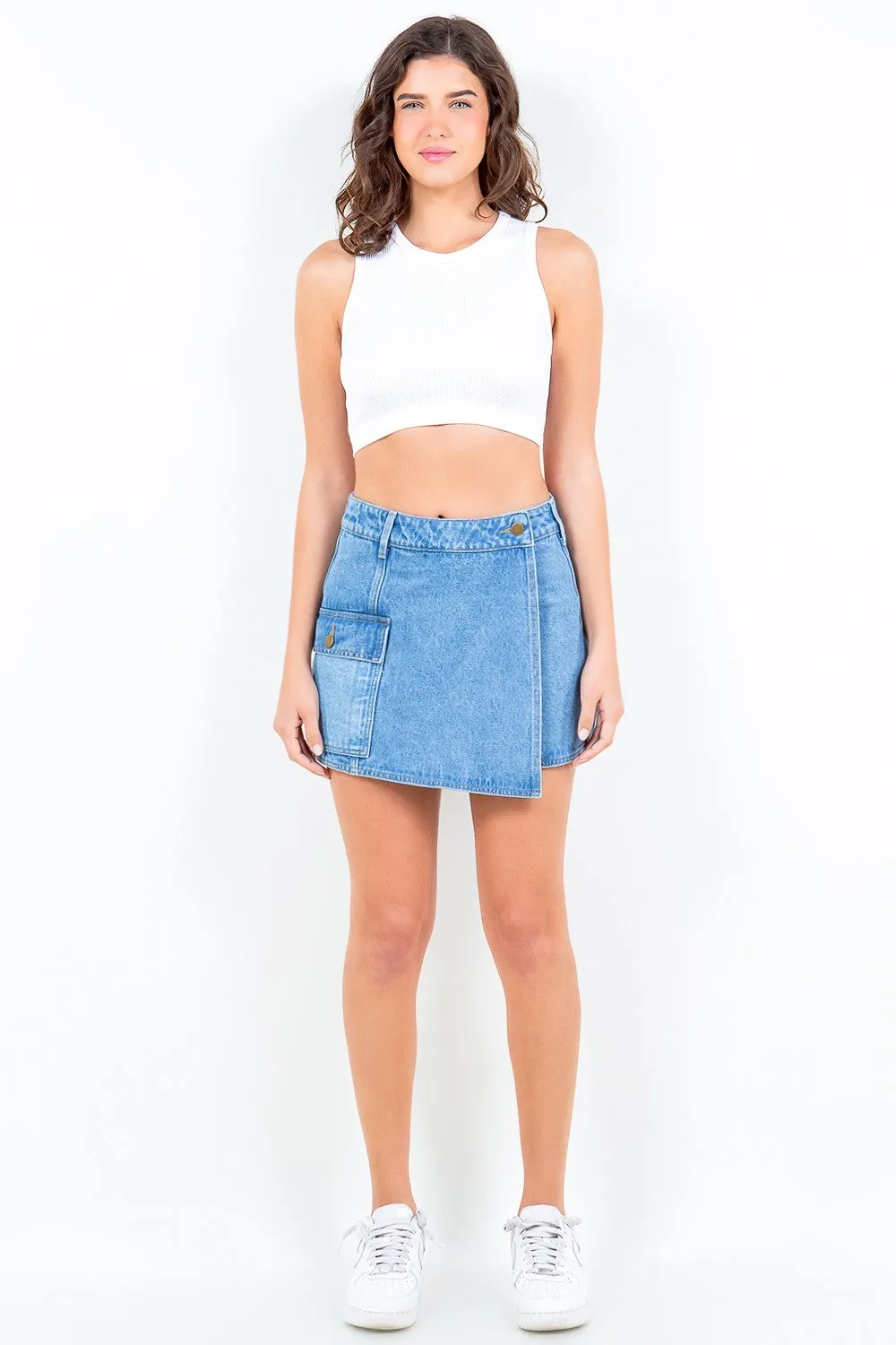 Blue Zone Planet |  American Bazi Cargo Pocket Denim Skort