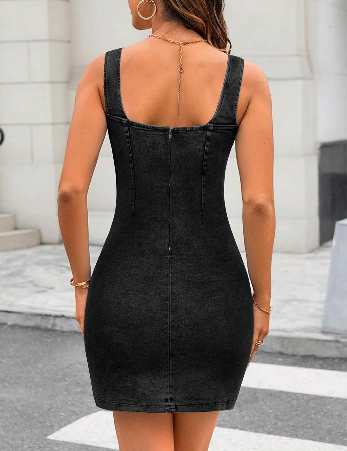 Denim Dress for Women Sexy Sleeveless Jean Dresses Side Slit Slim Womens Denim Frock Vintage Summer Gown for Women 2025