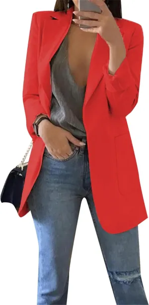 DIACACY Womens Open Front Long Sleeve Blazers Jacket Solid Color Plus Size Comfy Blazers