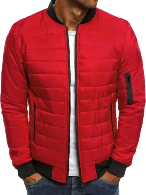 evzosrz Men's Puffer Jackets Quilted Stand Collar Lightweight Warm Baseball Collar Zipper Fall Winter Thicken Packable Coats