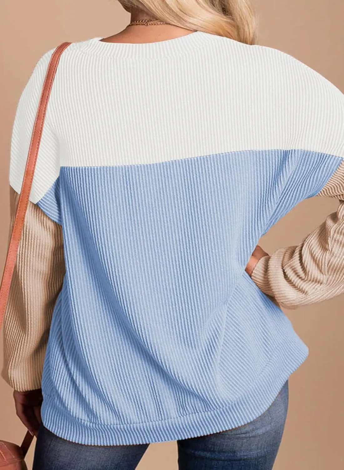 Eytino Plus Size Sweatshirt for Women Striped Colorblock Long Sleeve Crewneck Casual Loose Pullover Shirt Top(1X-5X)