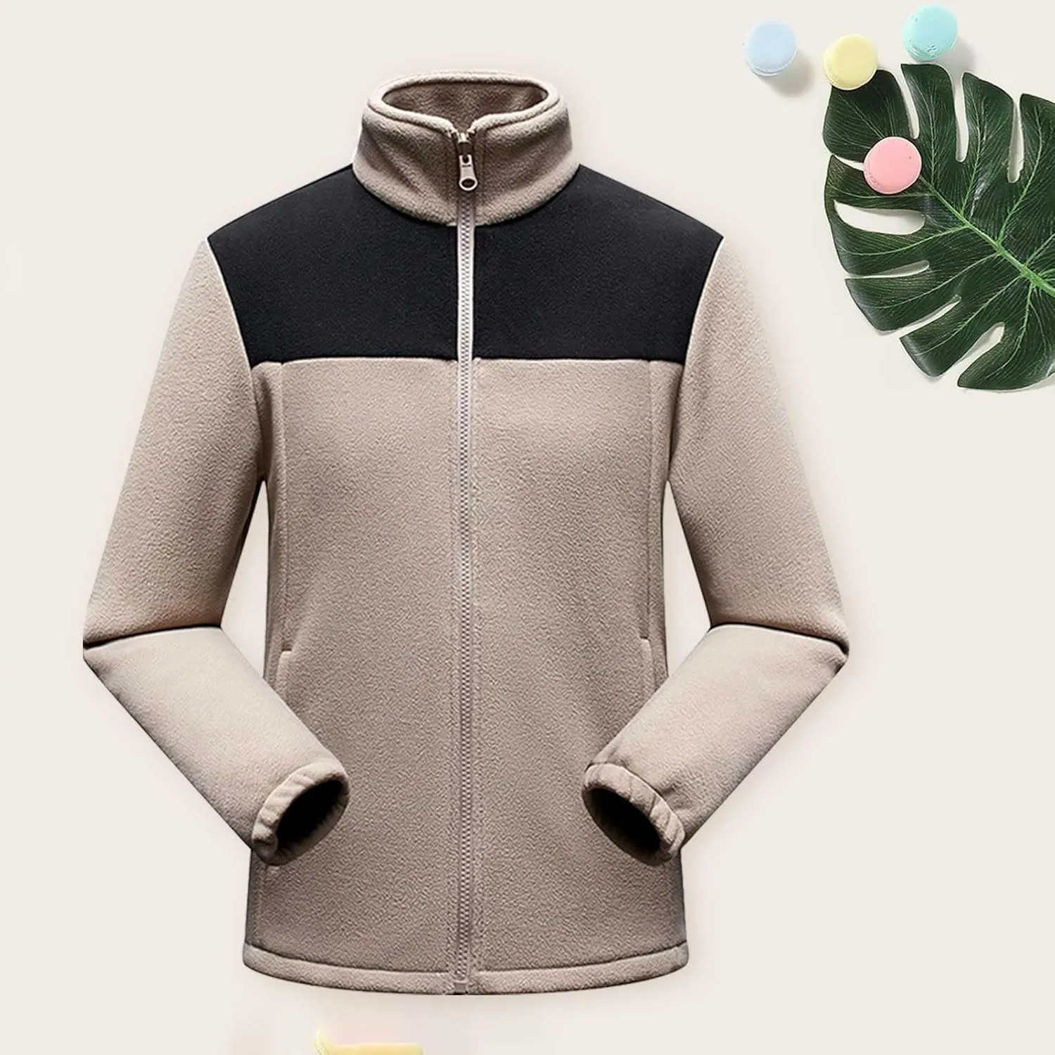 Fleece Jackets for Men Full Zip Lightweight Warm Winter Soft Coats Fashion Color Block Outdoor Hiking Jackets