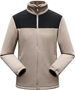 Fleece Jackets for Men Full Zip Lightweight Warm Winter Soft Coats Fashion Color Block Outdoor Hiking Jackets