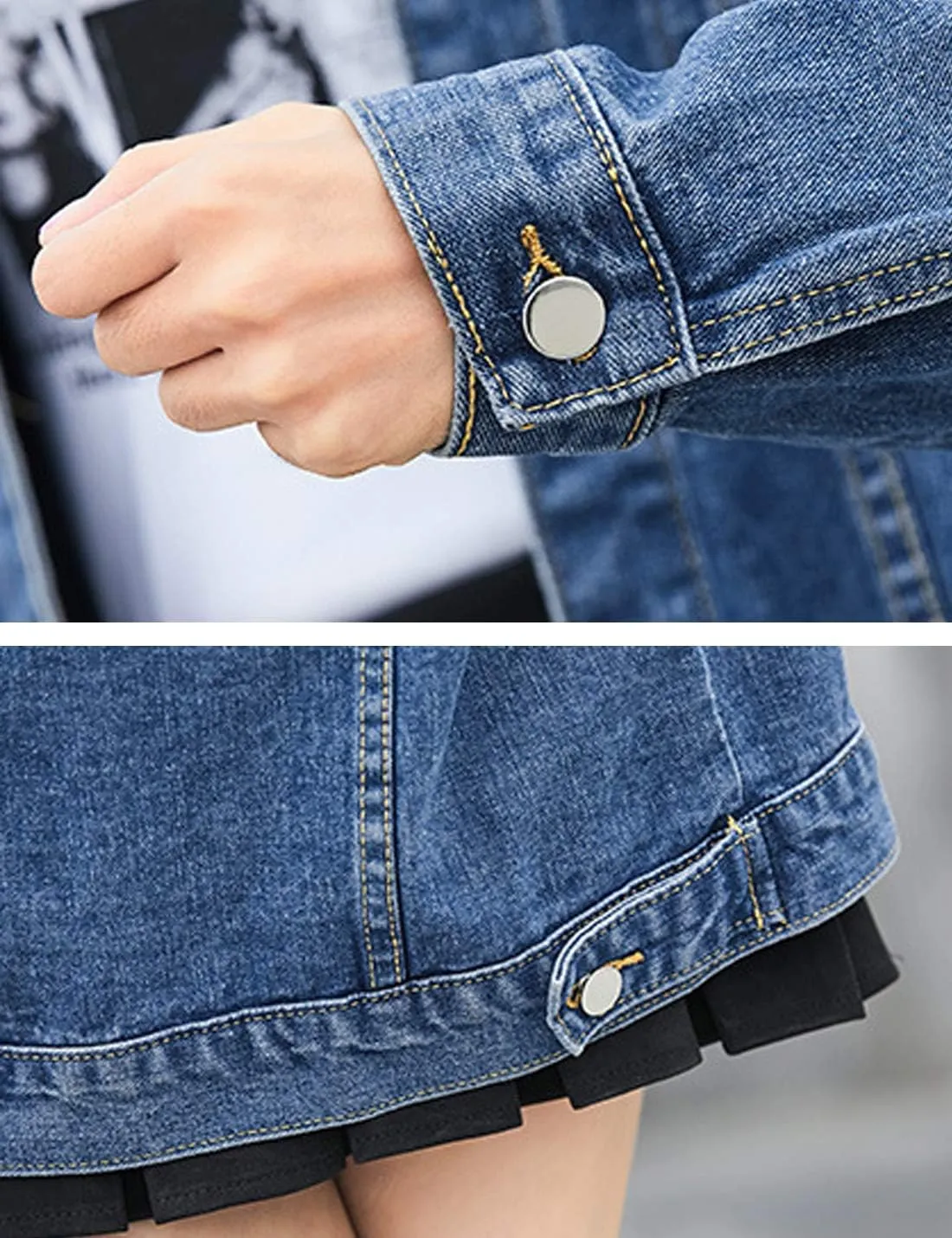 Gozoloma Women's Casual Loose Oversized Denim Jacket Long Sleeved Button Jean Jacket Coat Tops