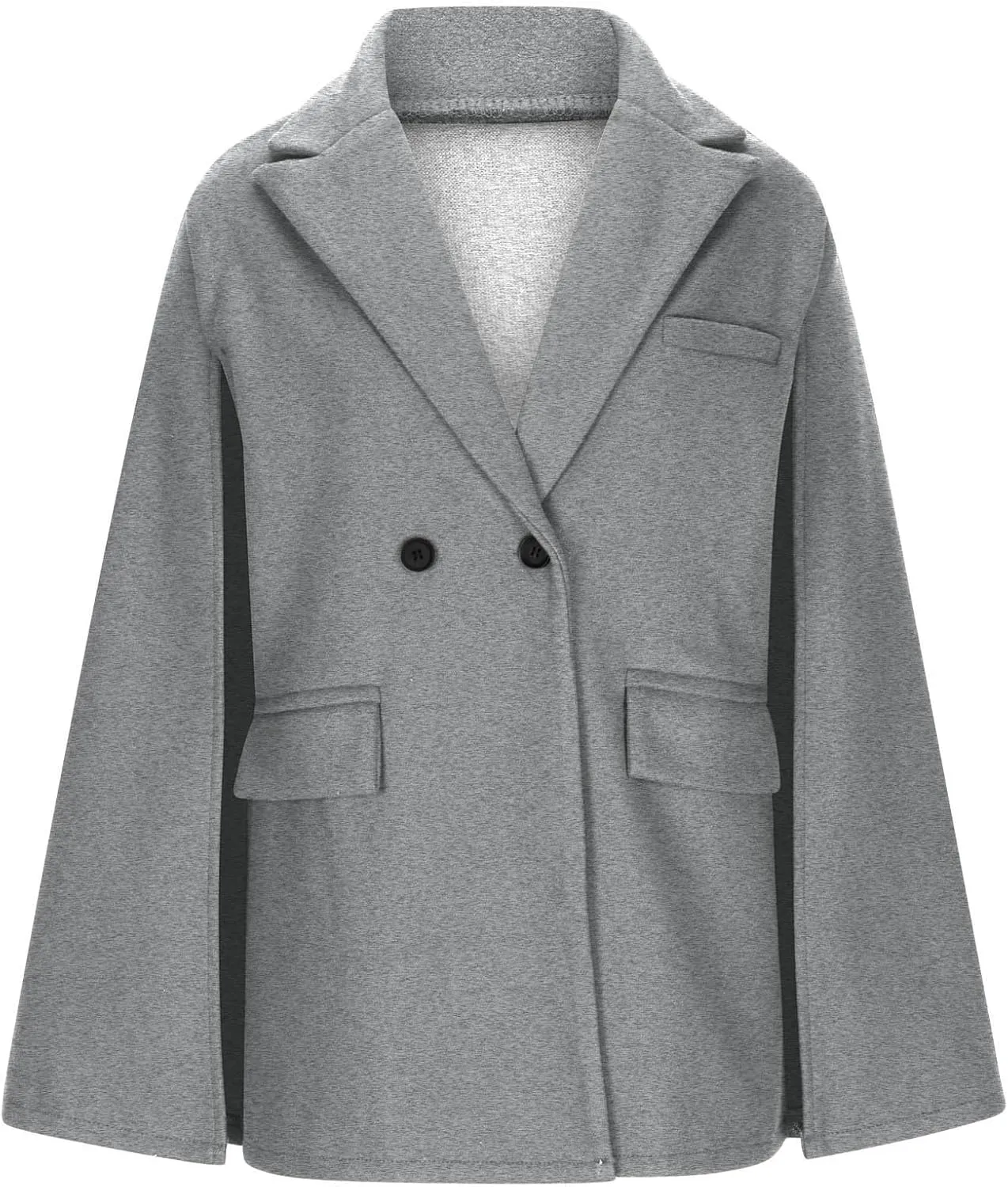 HGps8w Womens Elegant Cape Blazer - Dressy Double Breasted Casual Split Long Sleeve Open Front Coat Jackets with Shoulder Pad