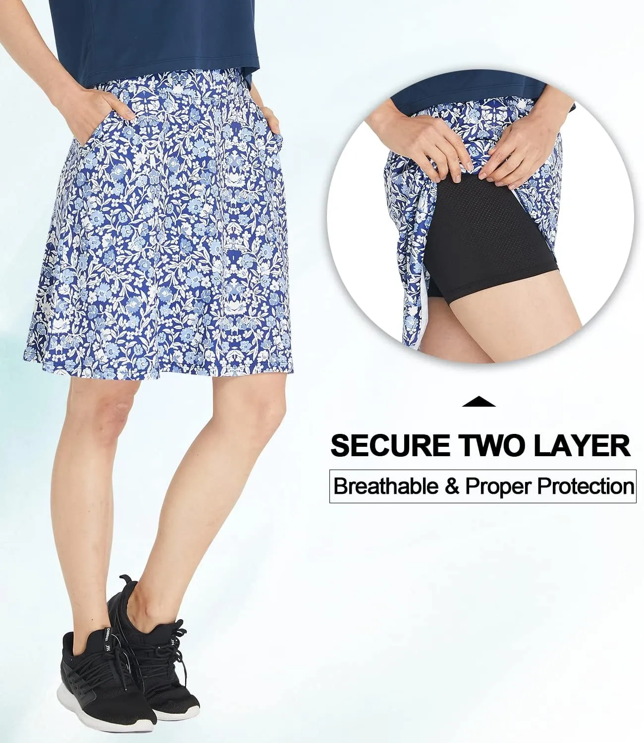HonourSex Women Skorts Knee Length Skirts Causal Skorts Skirts with Pockets Golf Skirt Plus Size Skorts