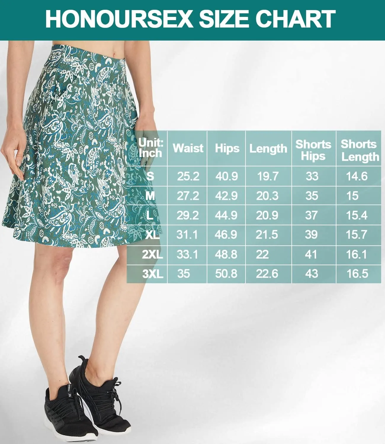 HonourSex Women Skorts Knee Length Skirts Causal Skorts Skirts with Pockets Golf Skirt Plus Size Skorts