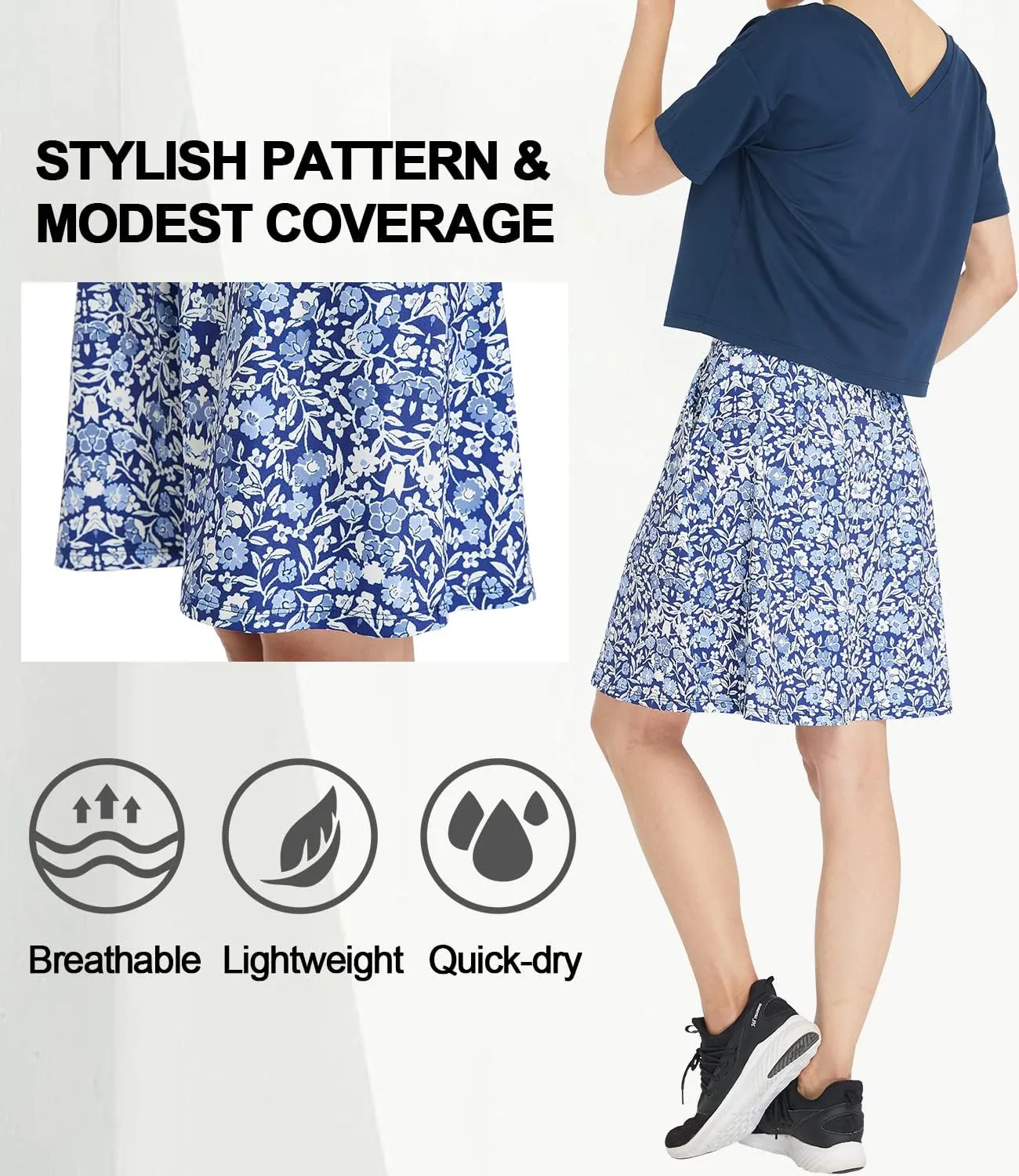 HonourSex Women Skorts Knee Length Skirts Causal Skorts Skirts with Pockets Golf Skirt Plus Size Skorts