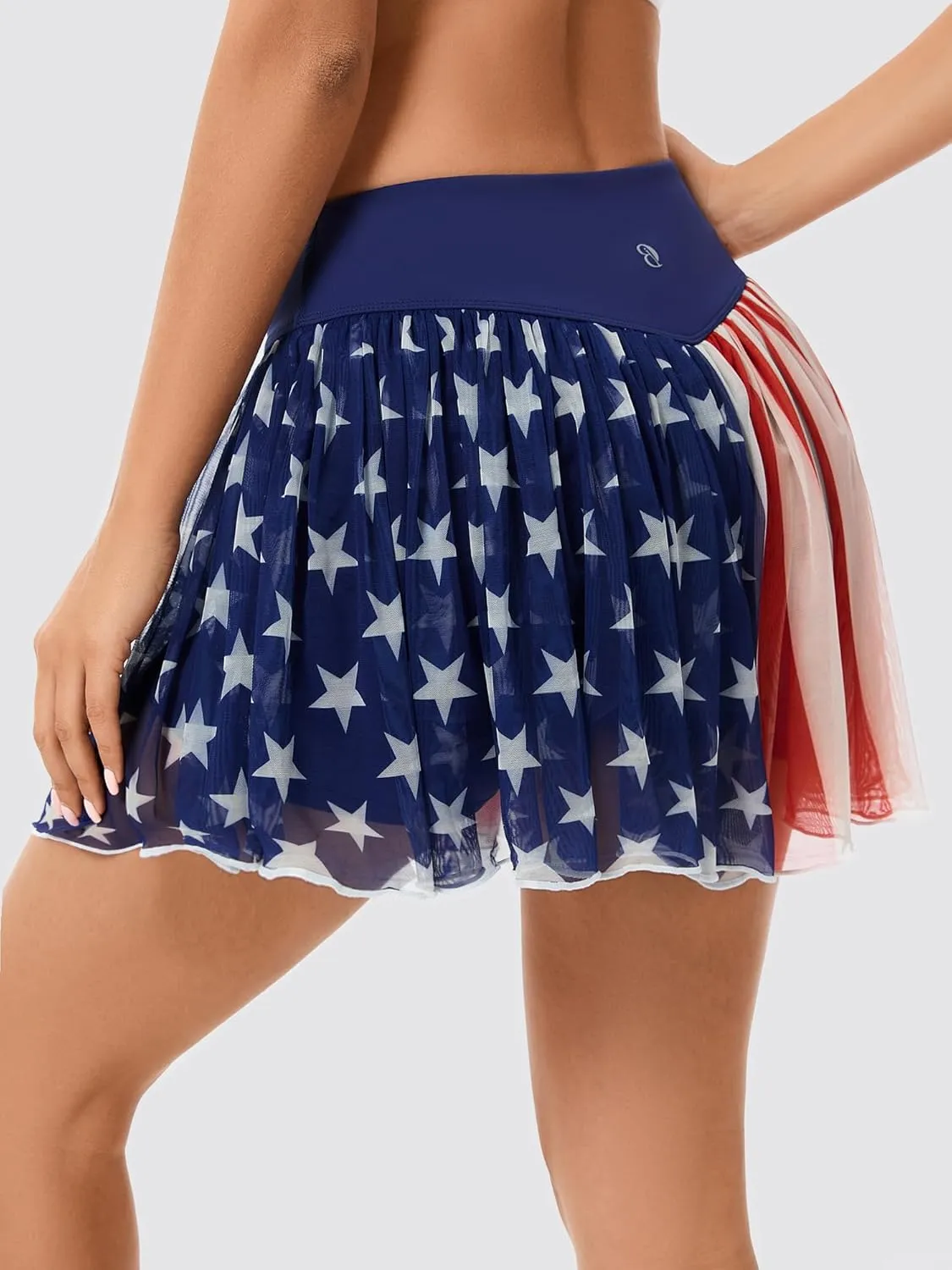 Ibeauti Womens Mini Flowy Skort High Waisted Pleated Tennis Golf Skirts Mesh Ruffler Athletic Skirt with Shorts Pockets