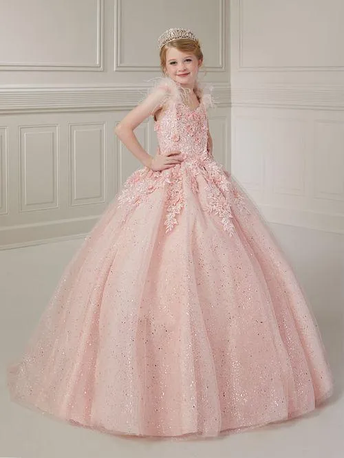 Lilac 3D Floral Accent Girls Ballgown