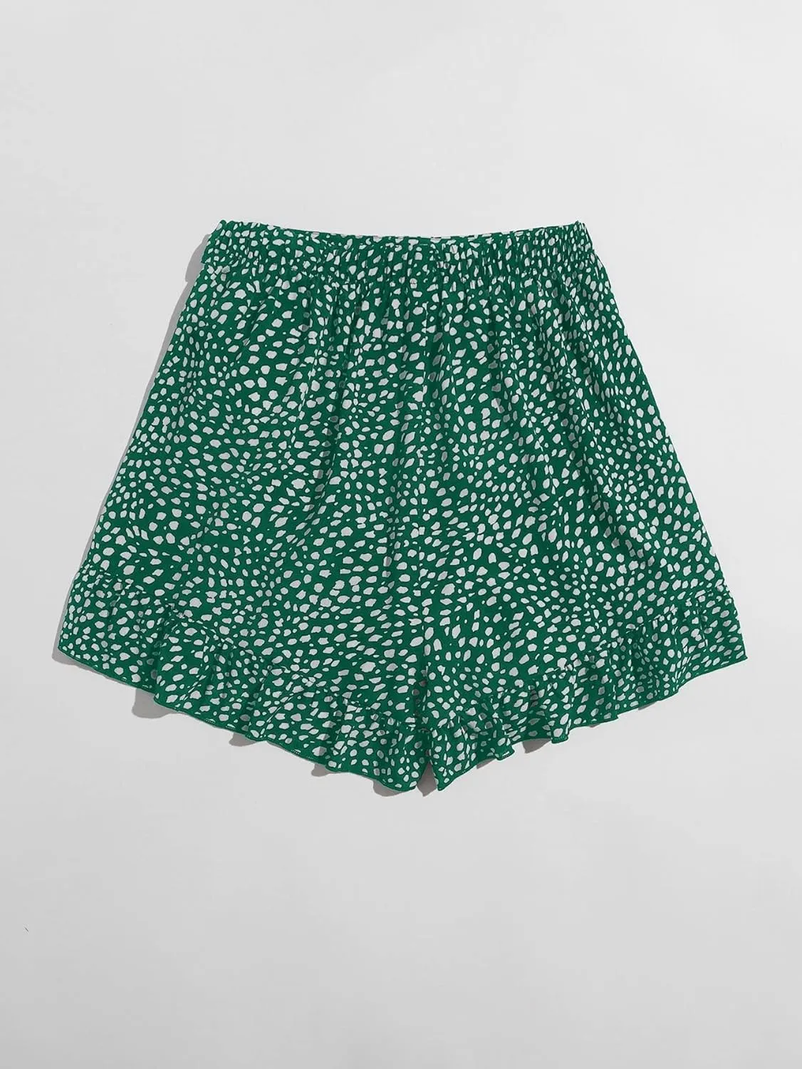 MakeMeChic Women's Boho Floral Print Elastic Waist Ruffle Wrap Tie Skorts Skirt Skorts