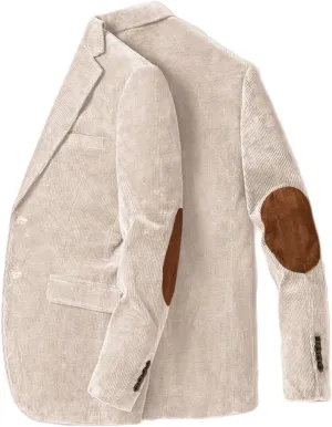 ONAXTDA Men's Corduroy Blazer with Elbow Patch Business Casual Jacket Spring Fall Sport Coats