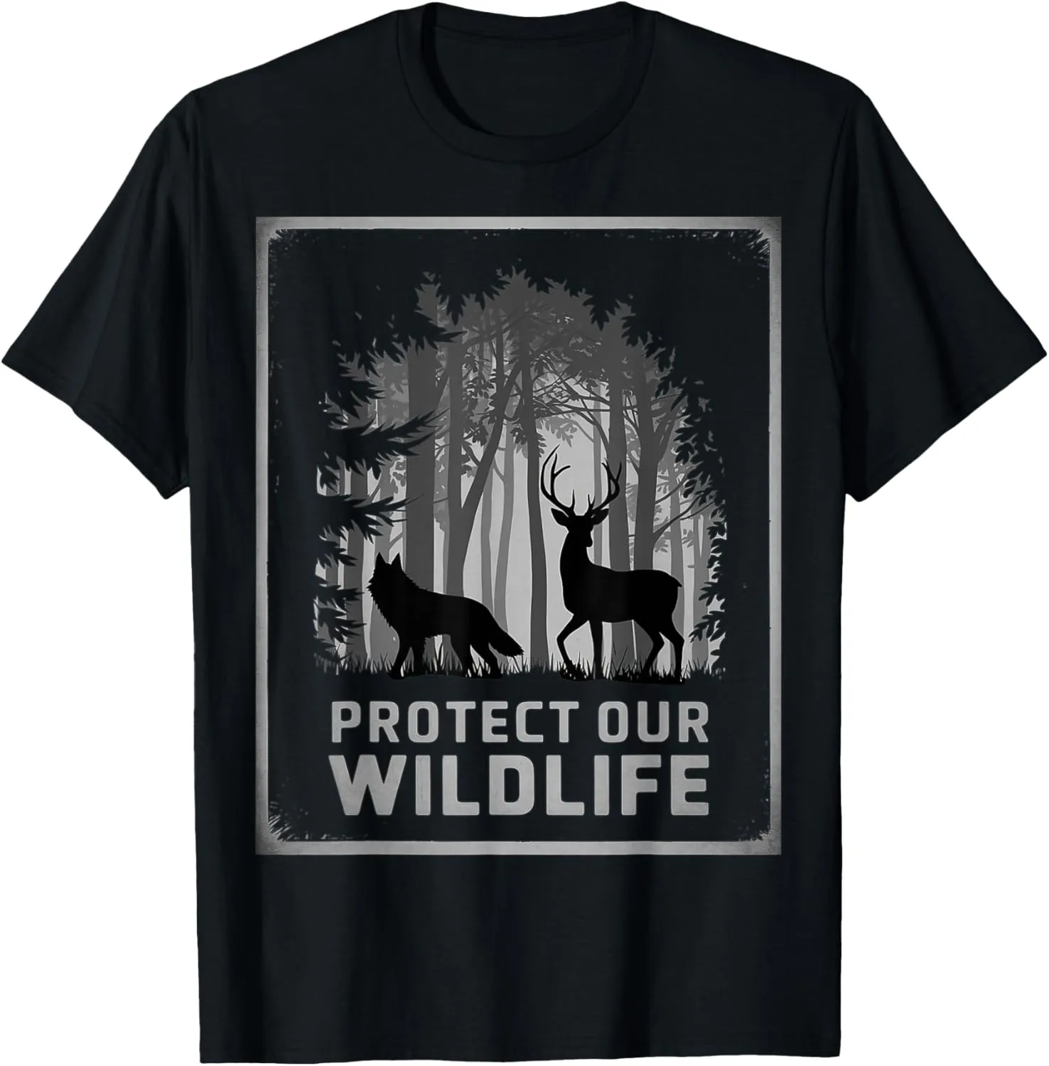 Protect Our Wildlife Forest Conservation Silhouette New T-Shirt