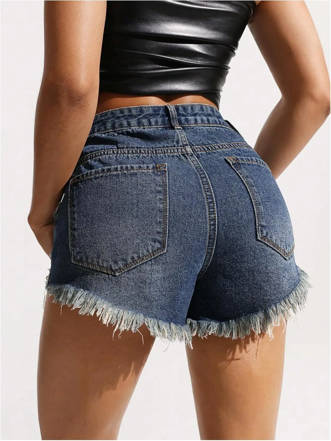 SOLY HUX Women's Ripped Jean Shorts Raw Hem Distressed Denim Shorts Streetwear