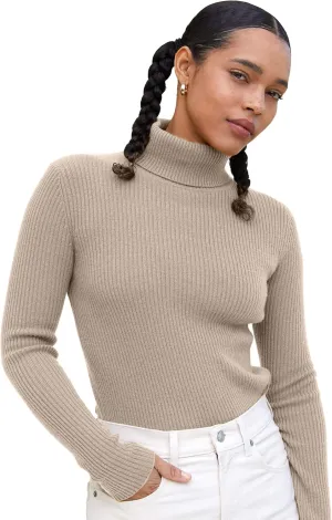 State Cashmere Womens Ribbed Turtleneck Sweater 100% Pure Cashmere Classic Long Sleeve Pullover