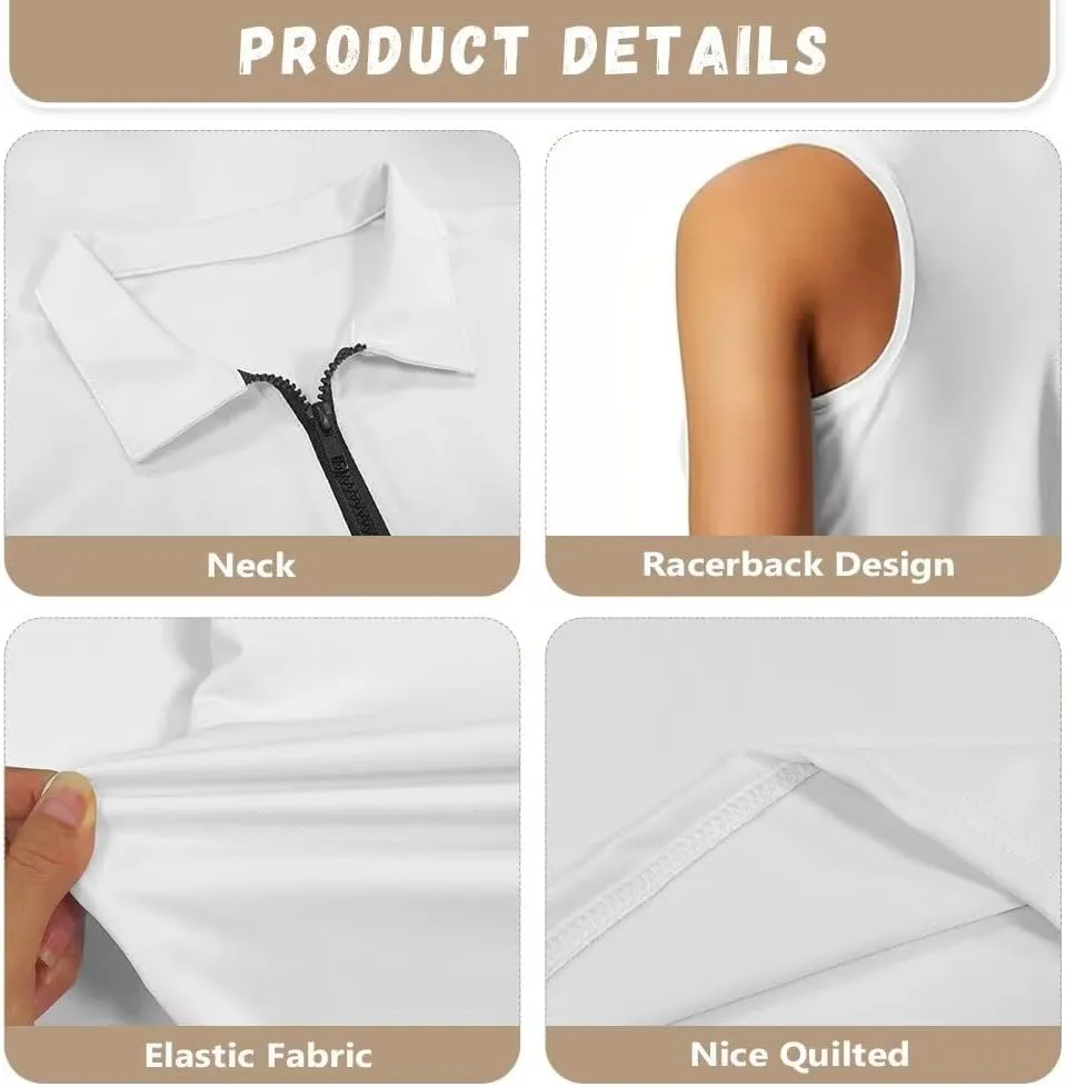 Suobstales Sleeveless Golf Polo Shirts for Women Quick Dry Collared Polo Shirts Athletic Tank Tops Lightweight Tennis Shirts