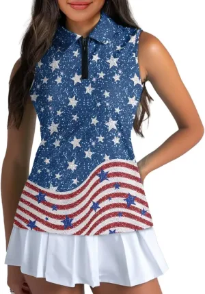 Suobstales Sleeveless Golf Polo Shirts for Women Quick Dry Collared Polo Shirts Athletic Tank Tops Lightweight Tennis Shirts