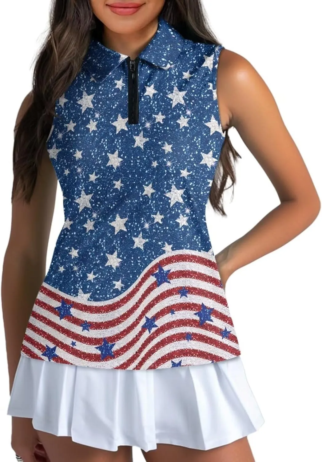 Suobstales Sleeveless Golf Polo Shirts for Women Quick Dry Collared Polo Shirts Athletic Tank Tops Lightweight Tennis Shirts