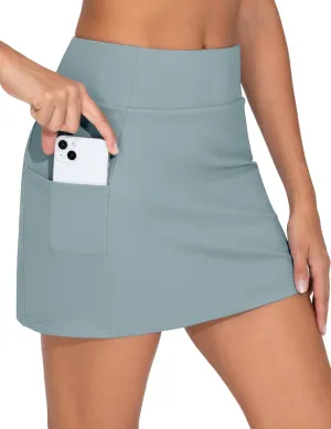 THE GYM PEOPLE Women's High Waisted Golf Skorts Tennis Mini Athletic Active Skirts Built-in Shorts with 3 Pockets