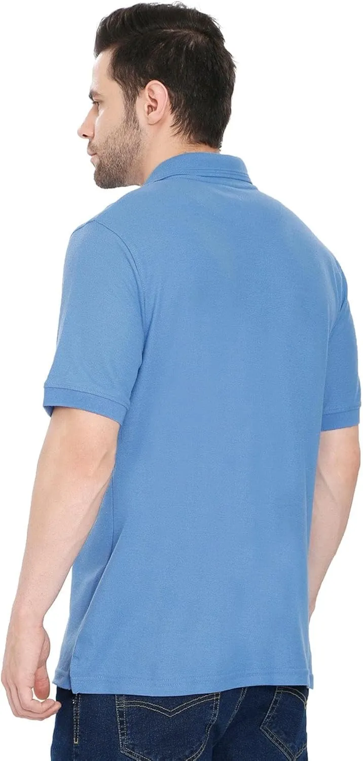 Turtle Bay New York Men's Short Sleeve Pique Polo Shirt in Cotton Blend with Front Pocket
