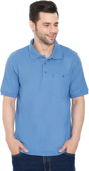 Turtle Bay New York Men's Short Sleeve Pique Polo Shirt in Cotton Blend with Front Pocket