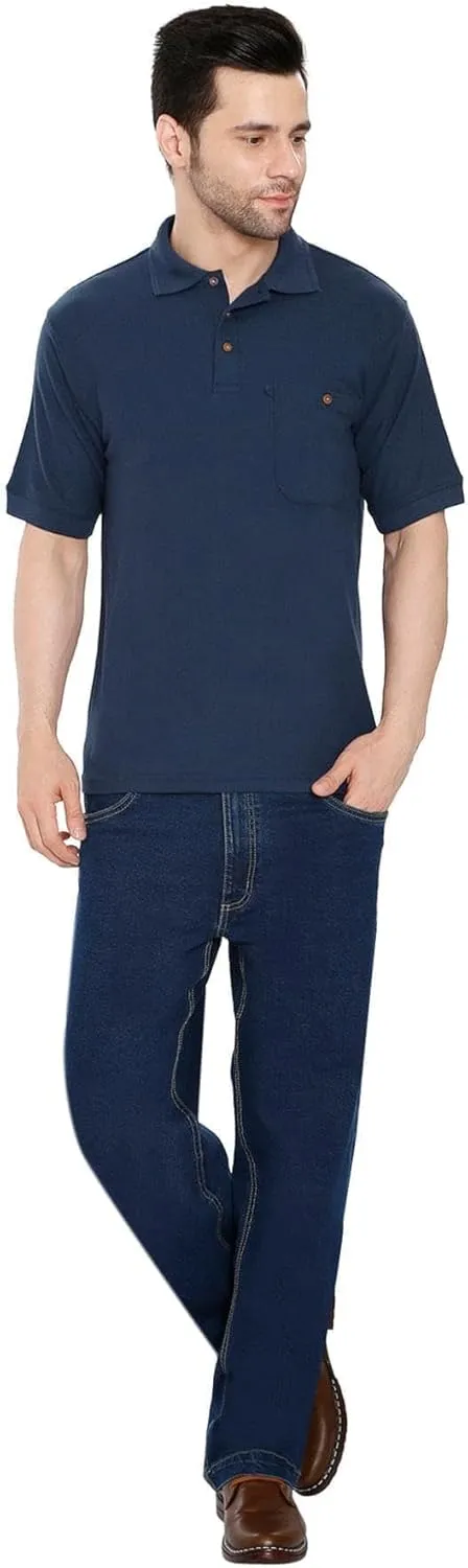 Turtle Bay New York Men's Short Sleeve Pique Polo Shirt in Cotton Blend with Front Pocket