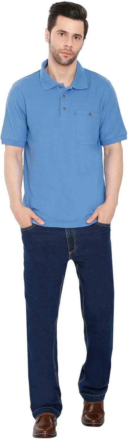 Turtle Bay New York Men's Short Sleeve Pique Polo Shirt in Cotton Blend with Front Pocket