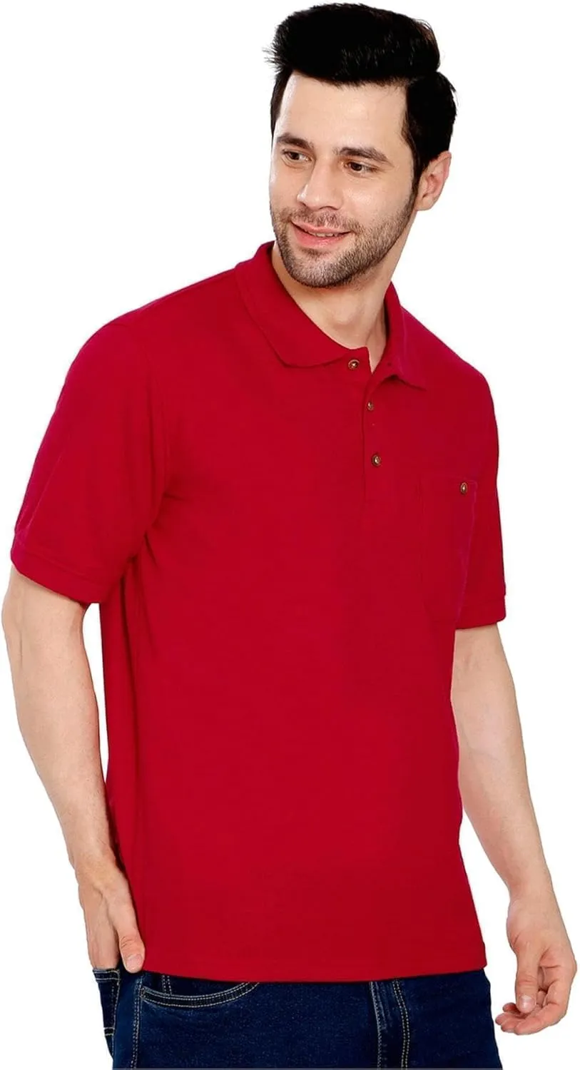 Turtle Bay New York Men's Short Sleeve Pique Polo Shirt in Cotton Blend with Front Pocket