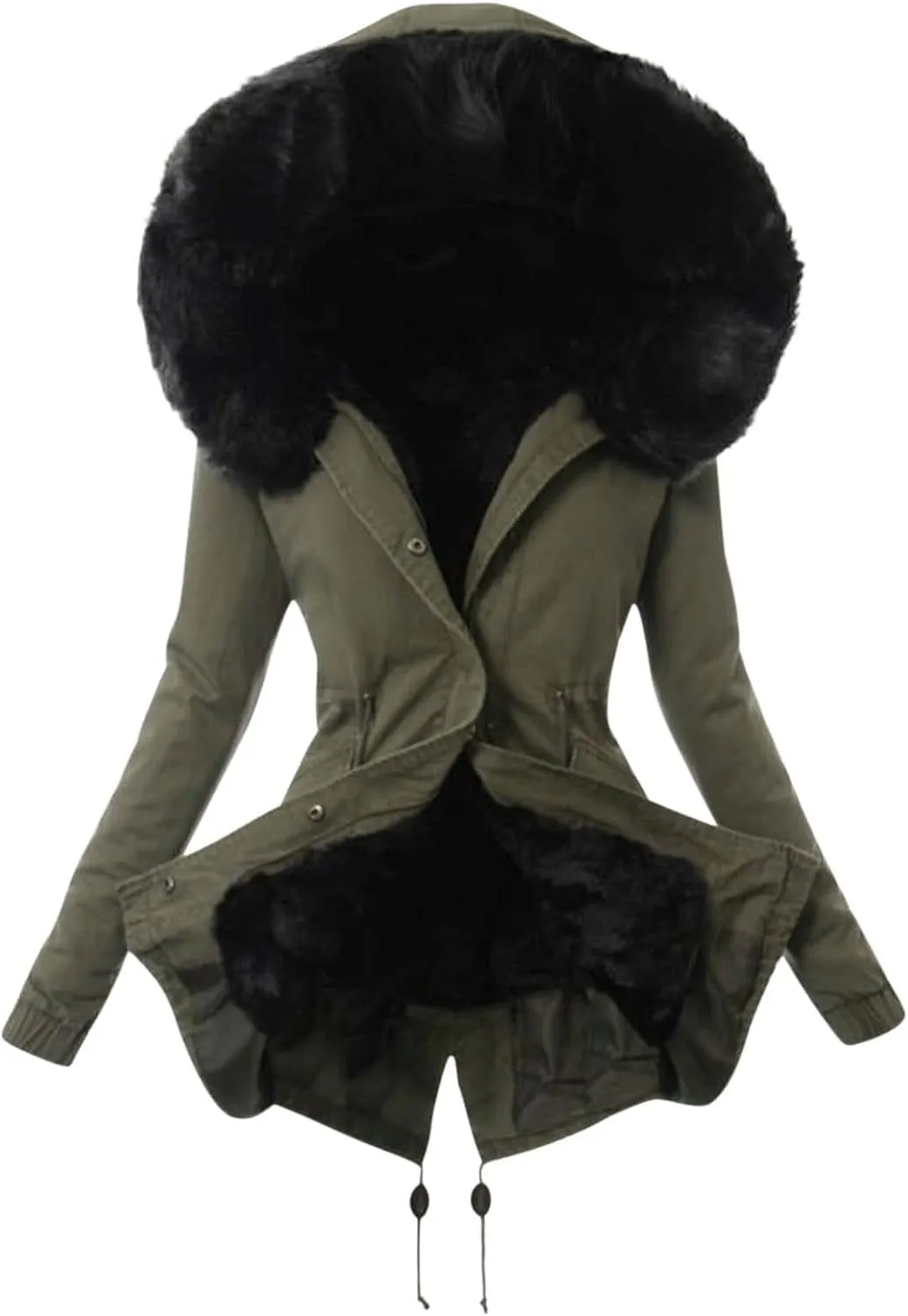 Winter Coats for Women Thicken Puffer Overcoat Warm Cold Weather Parka Jacket Plush Outwear with Removable Fur Trim