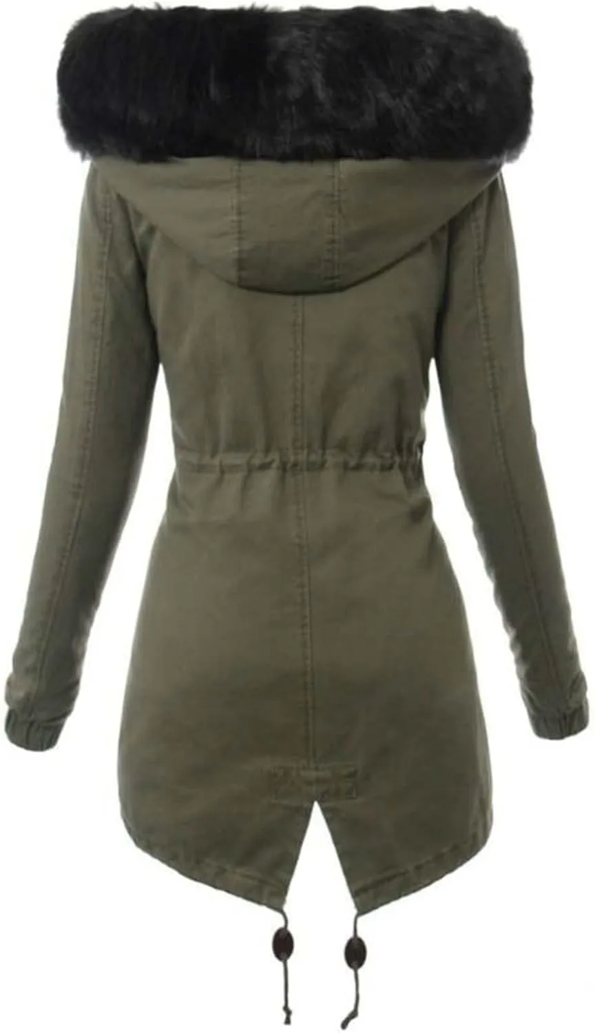 Winter Coats for Women Thicken Puffer Overcoat Warm Cold Weather Parka Jacket Plush Outwear with Removable Fur Trim
