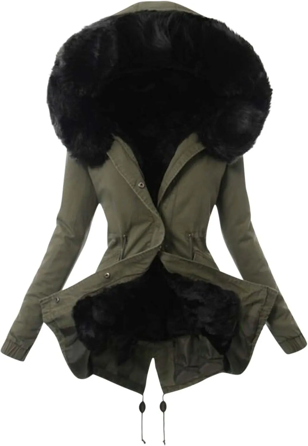 Winter Coats for Women Thicken Puffer Overcoat Warm Cold Weather Parka Jacket Plush Outwear with Removable Fur Trim