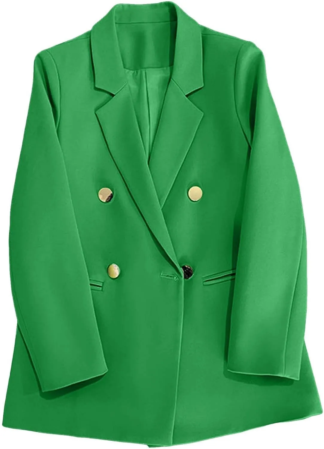 Womens Casual Blazer Jacket Slim Fit Simple Double Breasted Blazers Notched Collar Long Sleeve Work Office Jackets