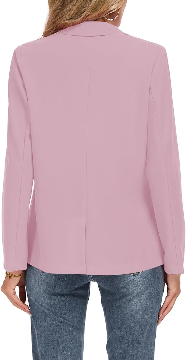 Womens Casual Blazer Long Sleeve Open Front Lapel Button Blazers Work Office Blazer Jacket with Pockets
