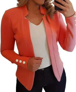 Womens Casual Long Sleeve Blazer Open Front Blazers Suit Slim Fit Cropped Work Office Blazer Jackets
