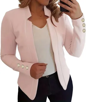 Womens Casual Long Sleeve Blazer Open Front Blazers Suit Slim Fit Cropped Work Office Blazer Jackets