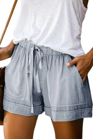 Womens Elastic Waist Drawstring Shorts Beach Shorts Lightweight Athletic Shorts Comfy Short Pants with Pockets
