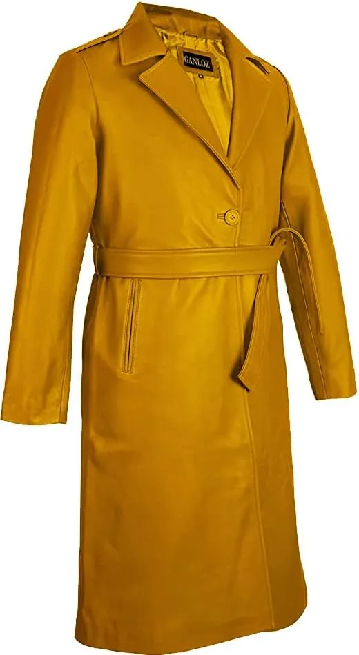 Women's Long Coat - Pure Leather Jacket Suit Coat - Slim Fit Button Down Coats for Outwear