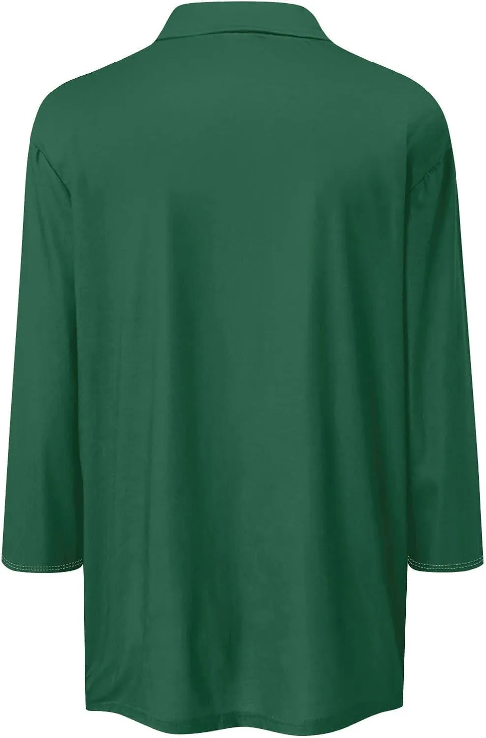 Womens Tops Casual 3/4 Sleeve Shirts V Neck Polo Cute Tops Loose Collared Blouse Three Quarter Sleeve Soft Basic Tees
