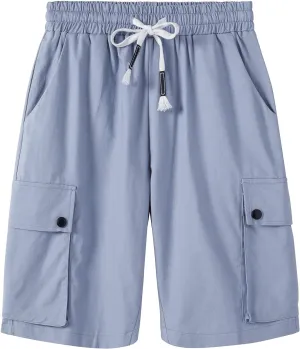 XinYangNi Women's Casual Shorts Elastic Waist Drawstring Summer Shorts with Pockets