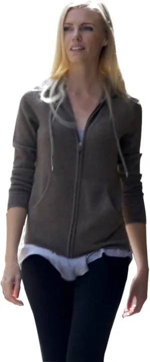 Zip-Up Hoodie for Women - 100% Tibetan Yak Wool Hand-Knitted Comfy Wool Sweater With Drawstring and Pockets